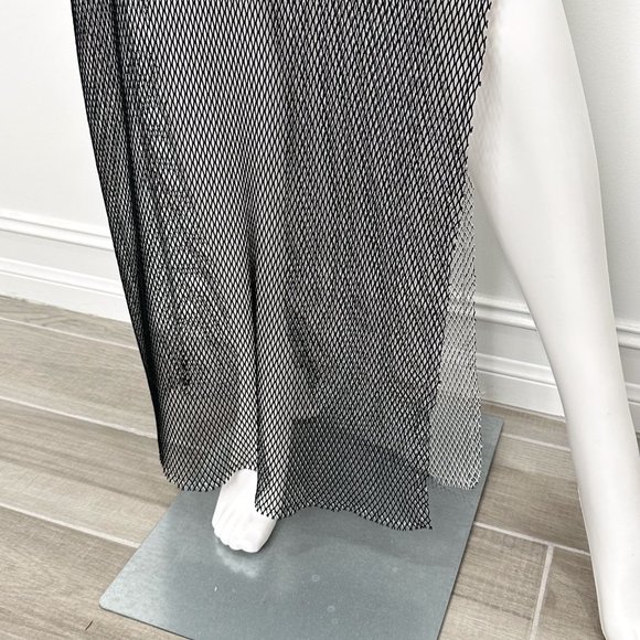 Jade Swim Mesh Open Knit Maxi Skirt with High Slit Black & White Womens Size M/L - Picture 12 of 16